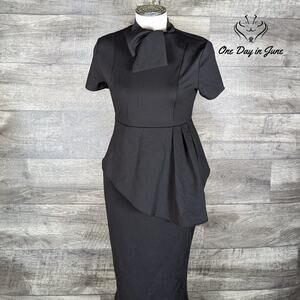 Romwe Zip Back Short Sleeve High Neck Dress Size L